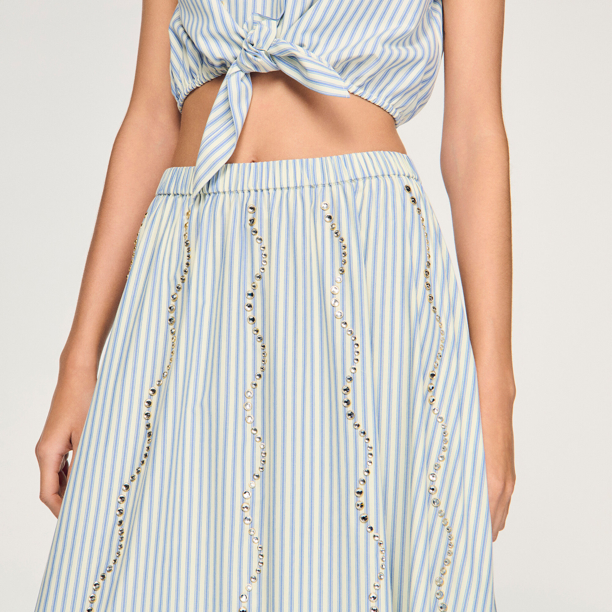 Rhinestone striped maxi skirt