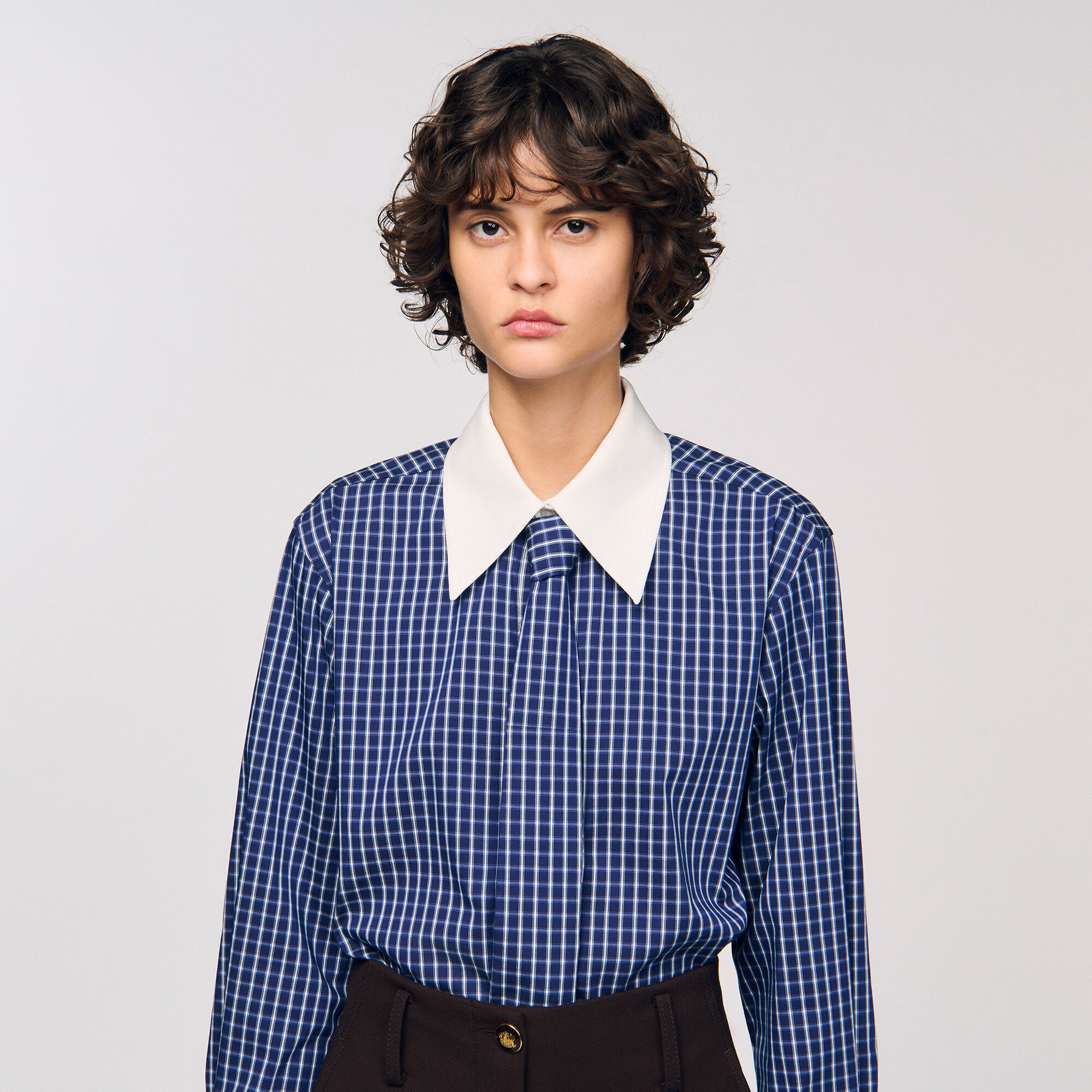 Checkered shirt with removable tie