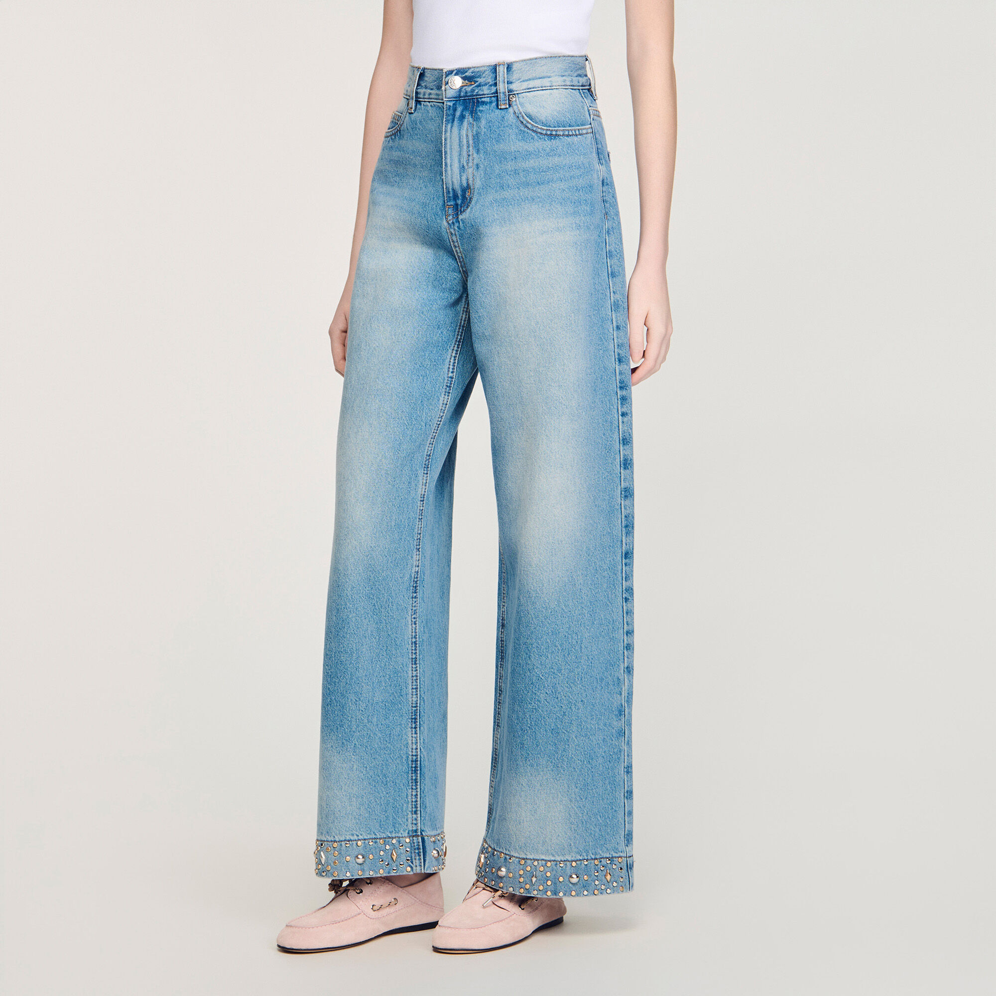 Rhinestone straight-leg jeans