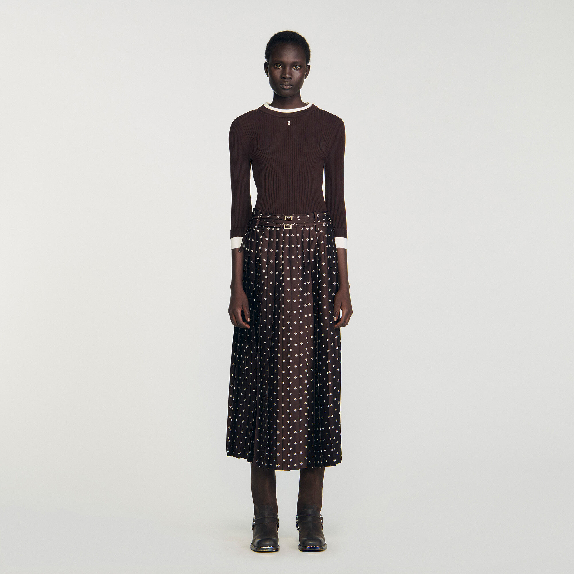 Scarf print midi skirt