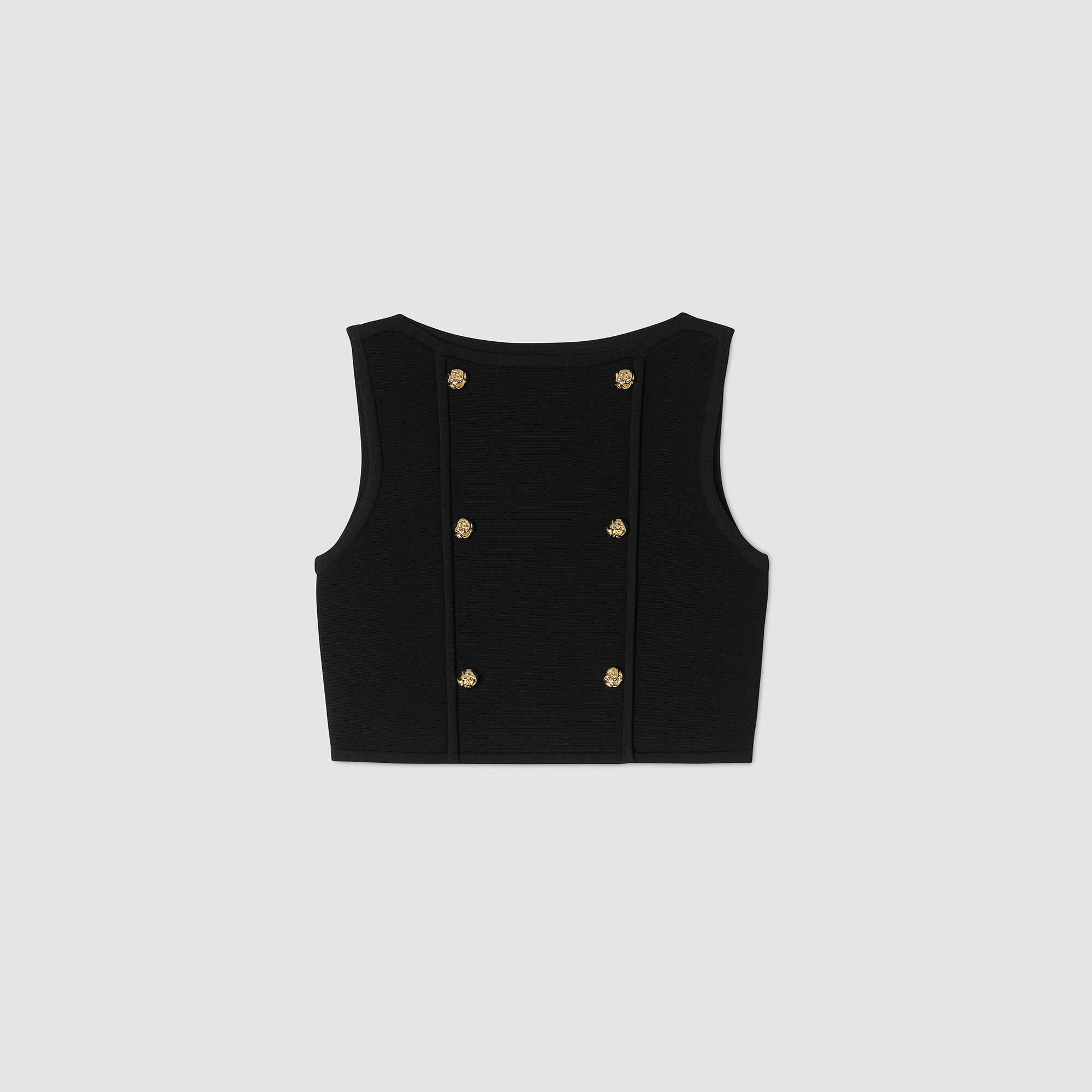 Button detail cropped knit top