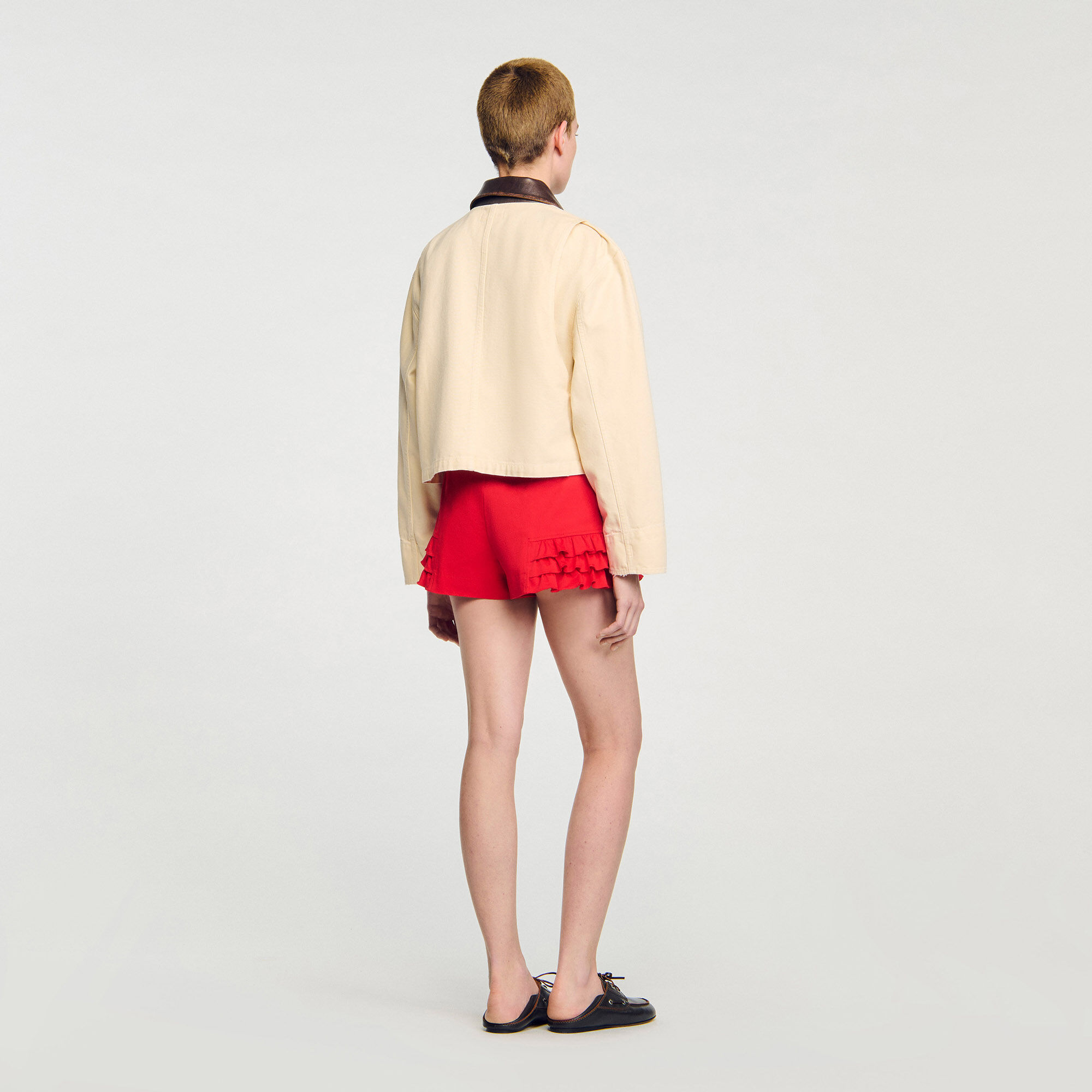 Leather collar workwear jacket
