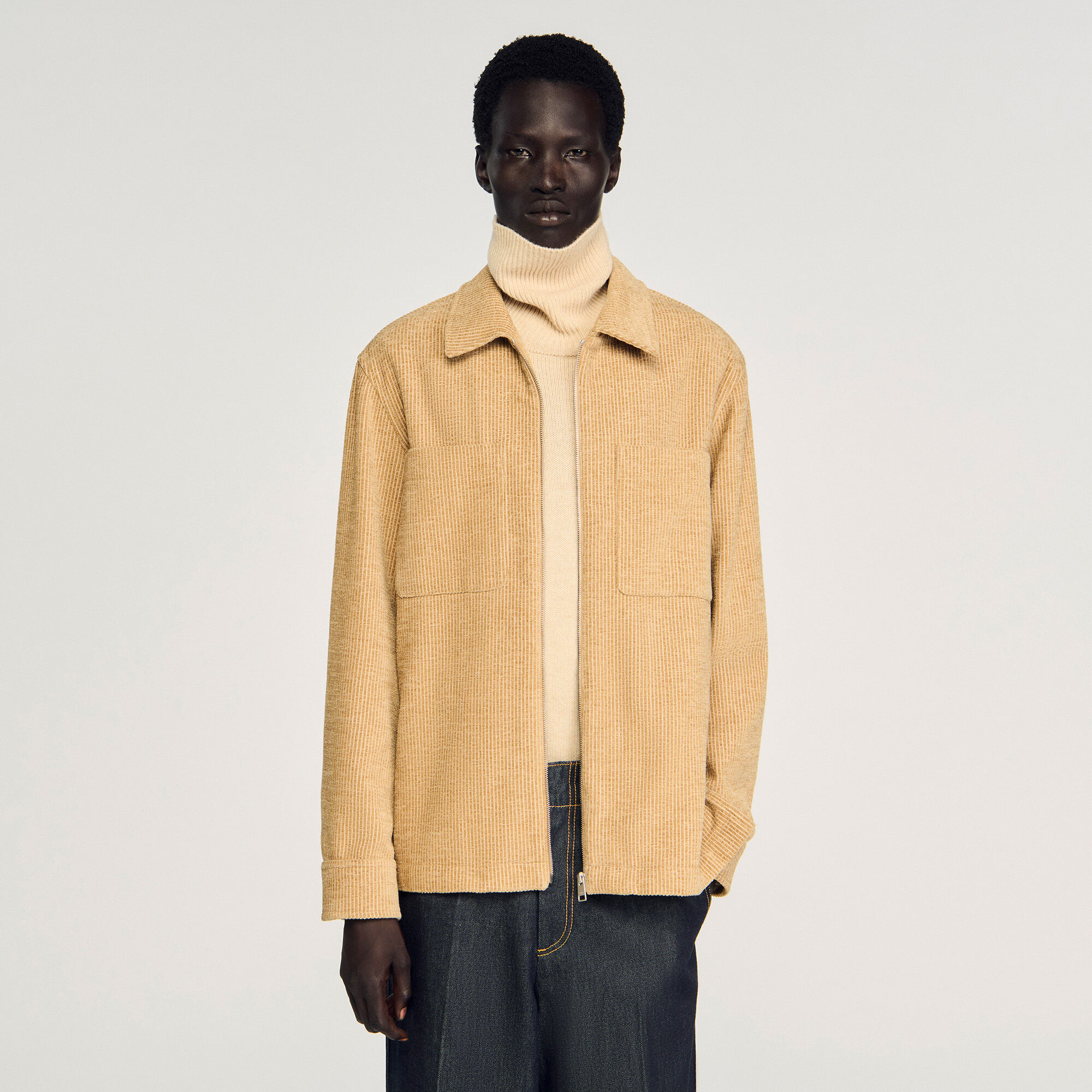 Corduroy zip-up overshirt