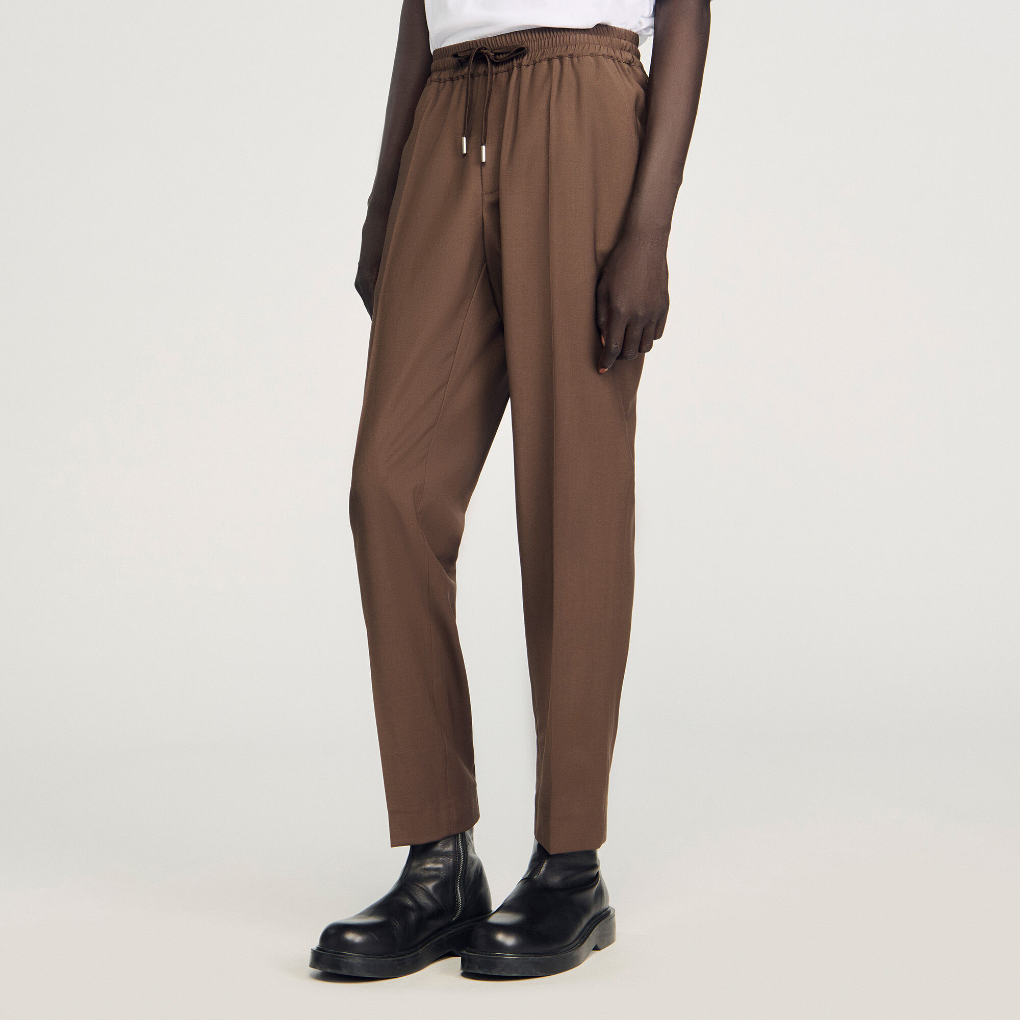 Elasticated straight-leg pants