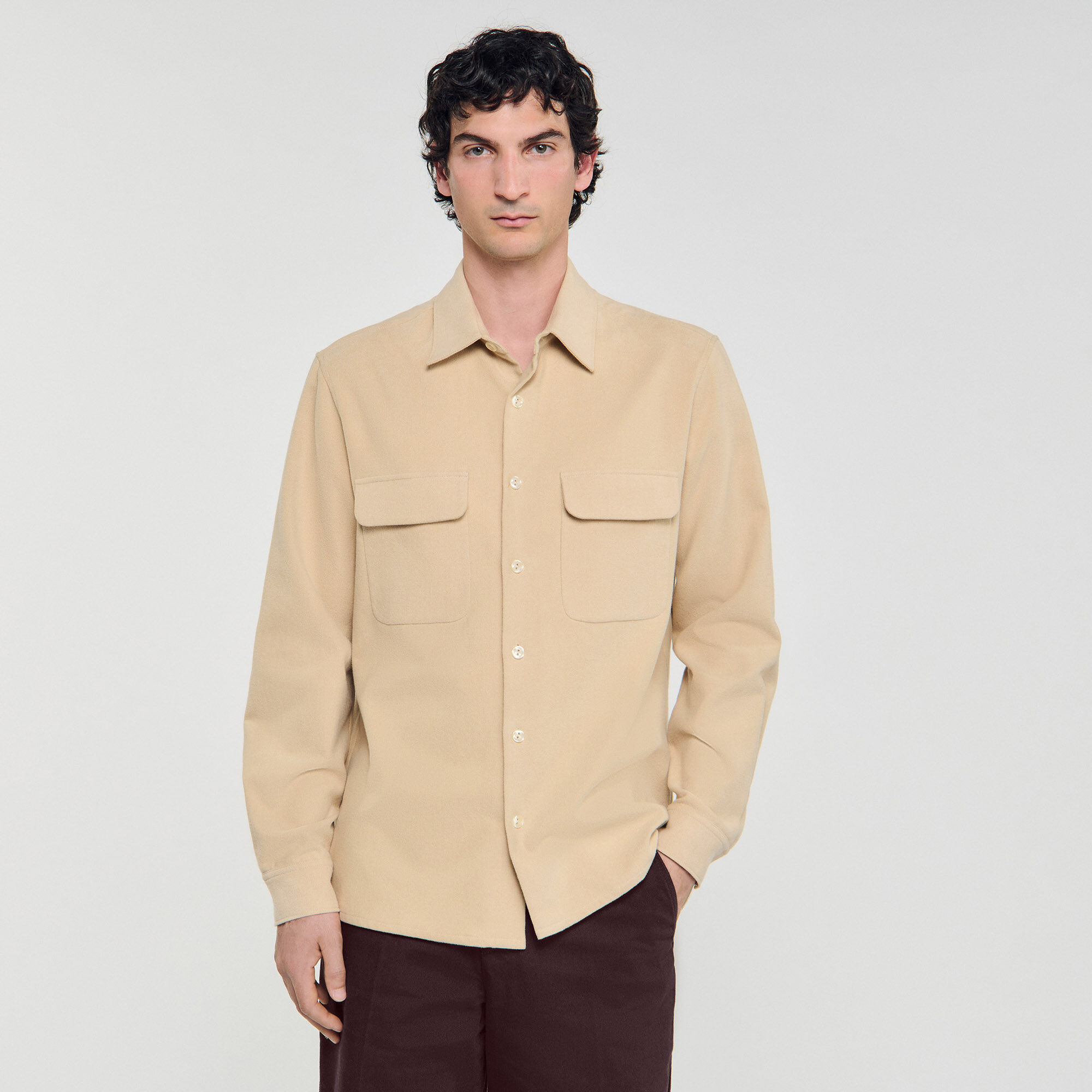 Flap pocket flannel shirt