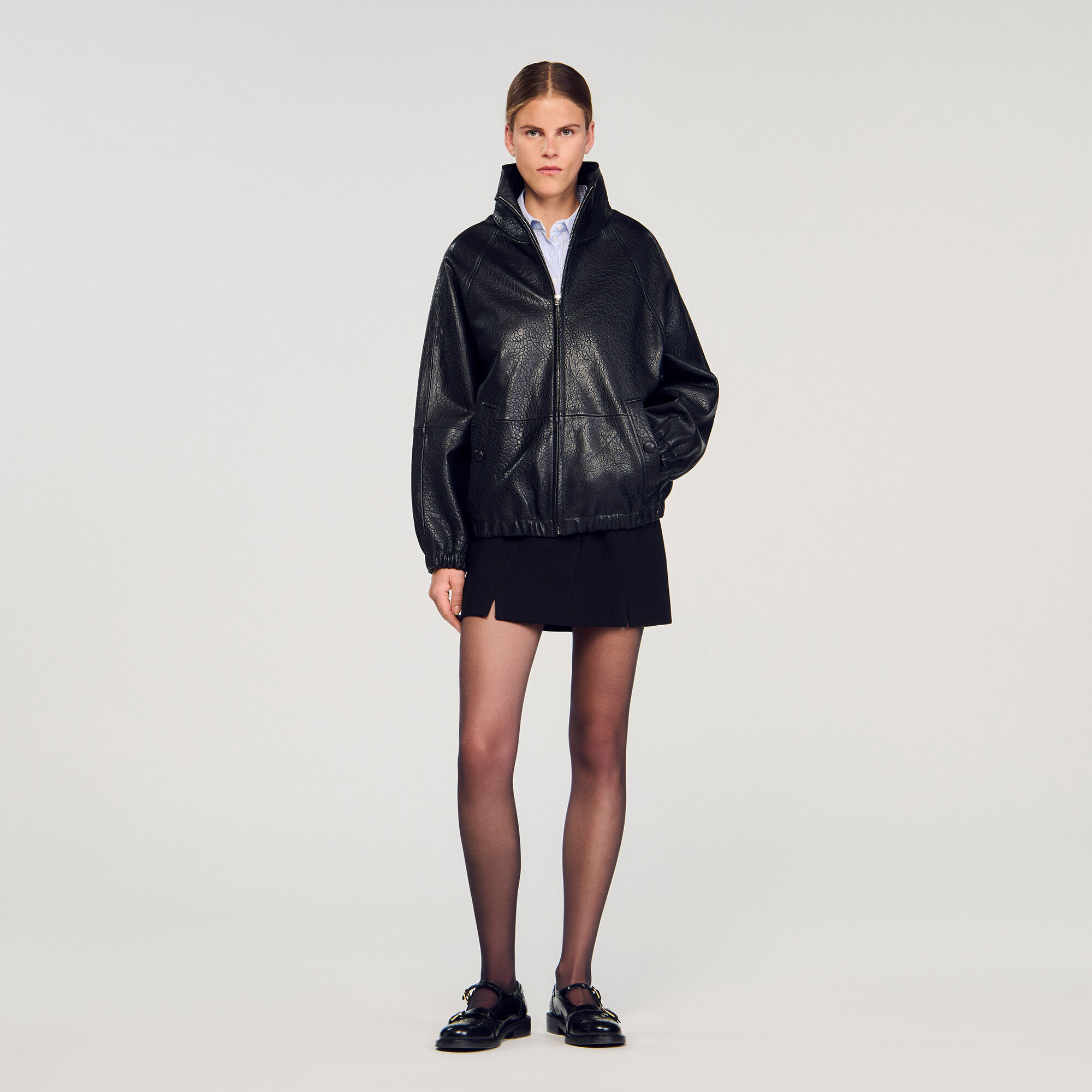 Oversized leather jacket