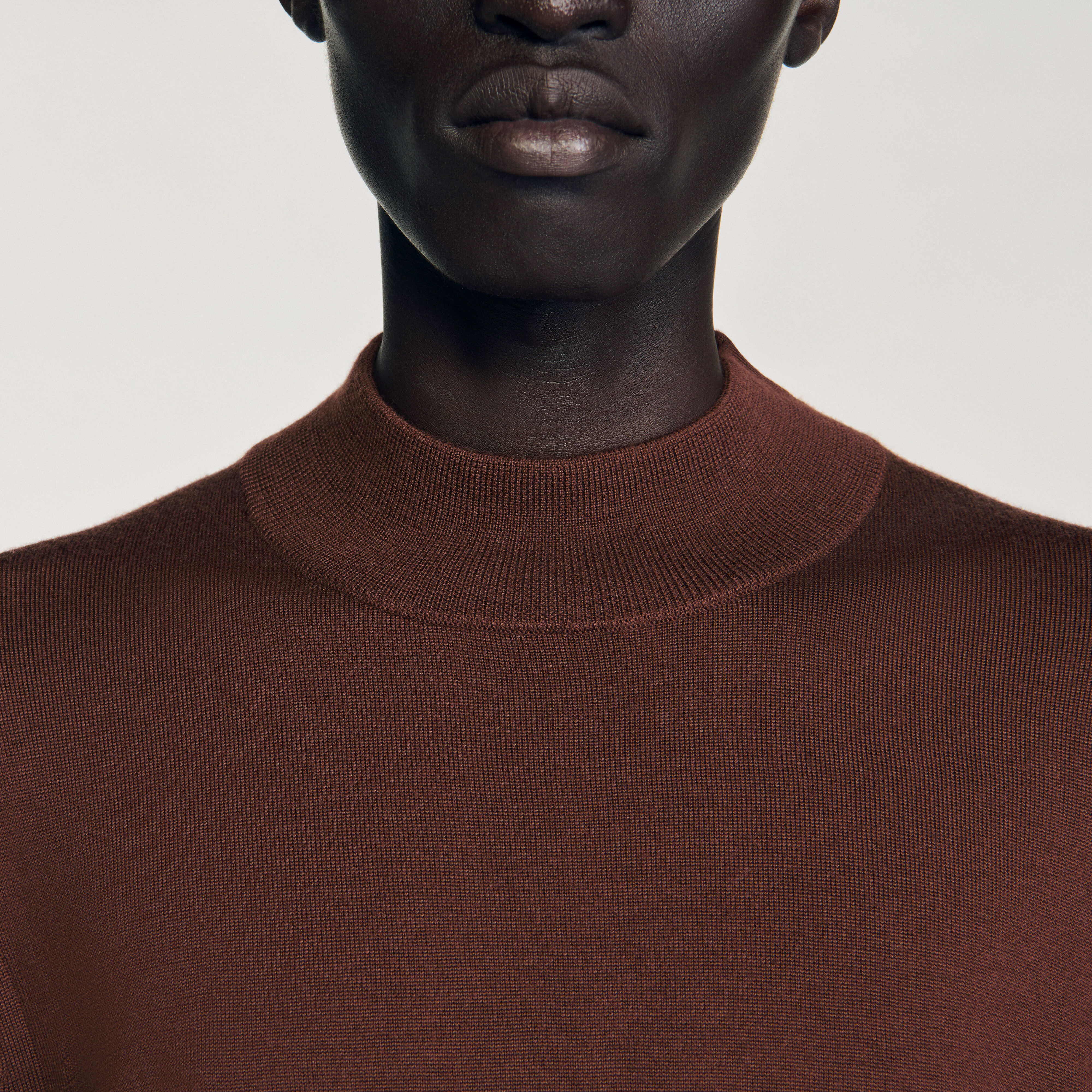 Wool sweater with high neck