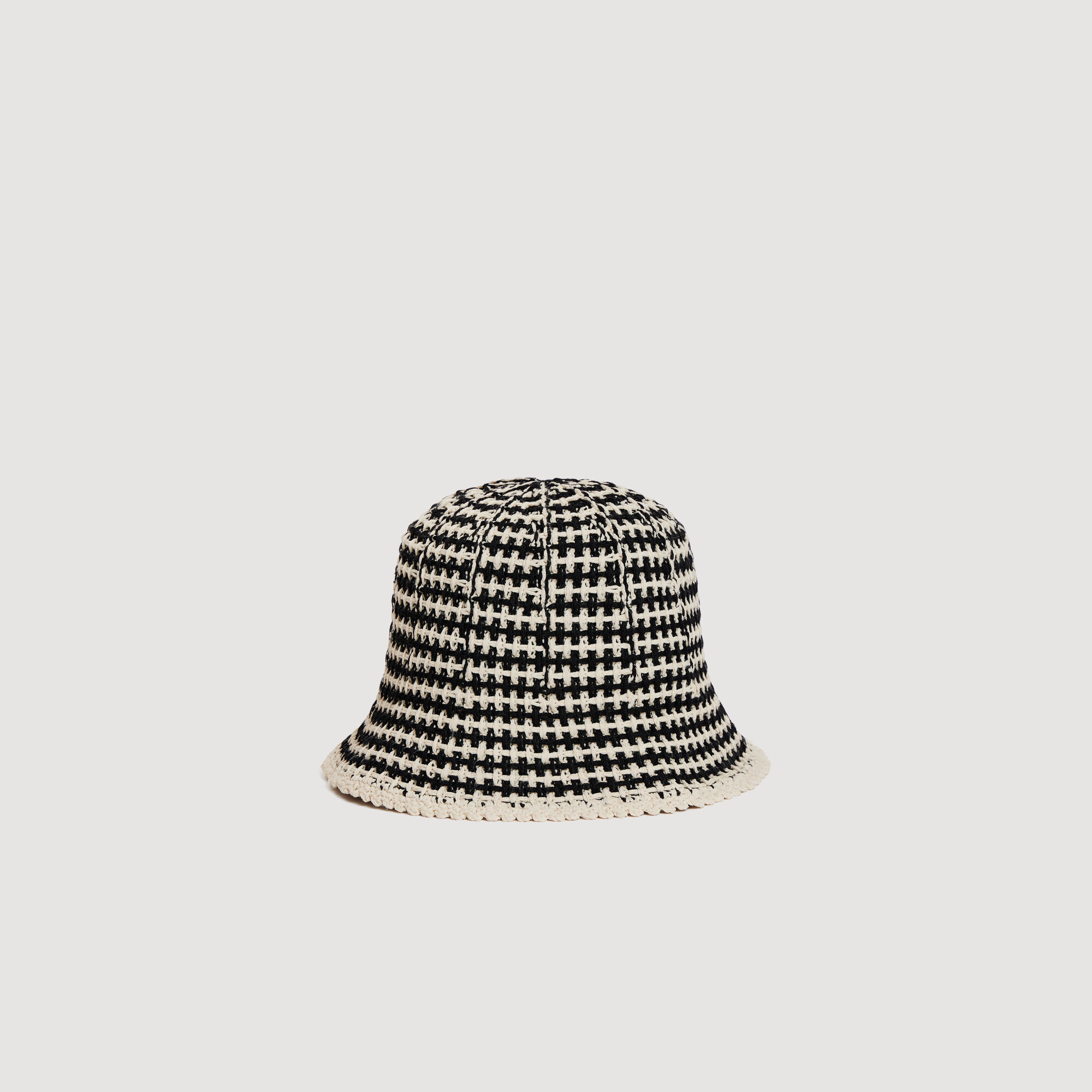 Crochet-knit bucket hat