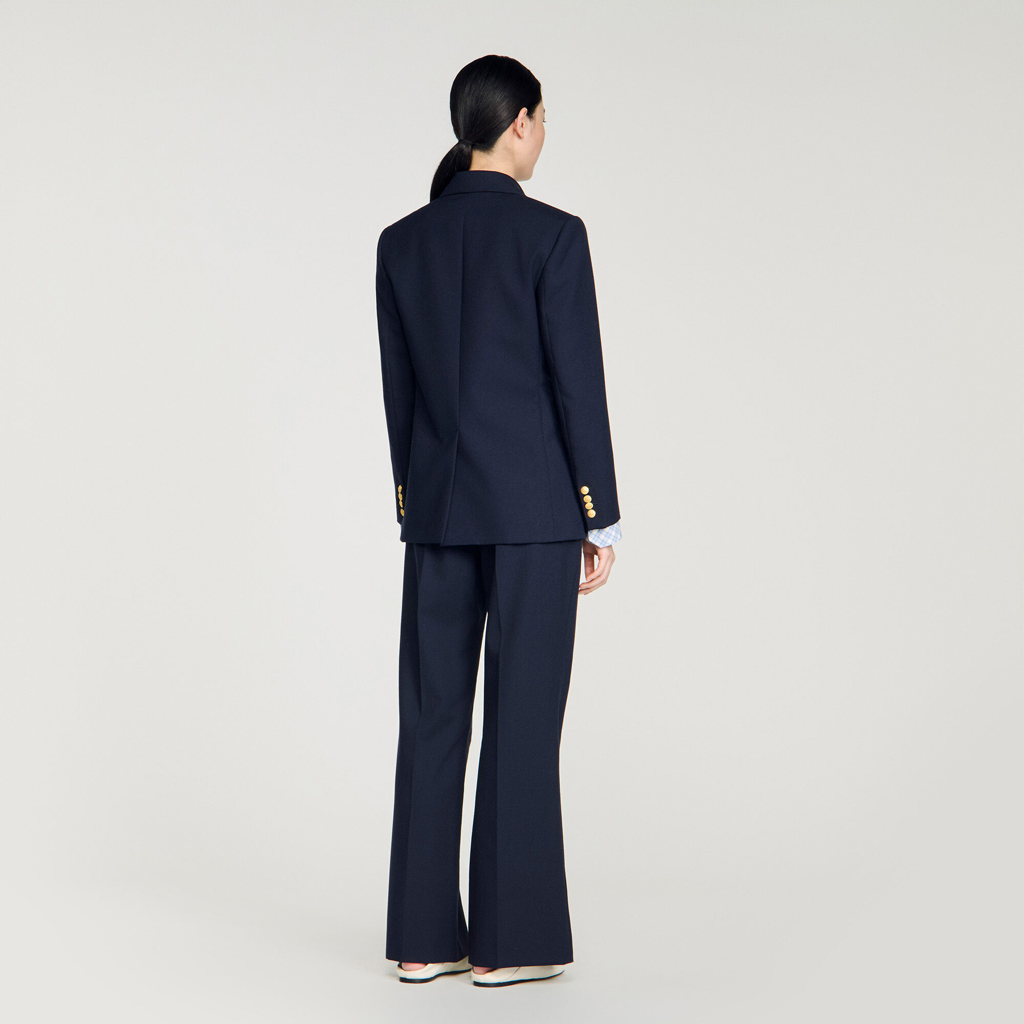 Slim-fit wool suit jacket