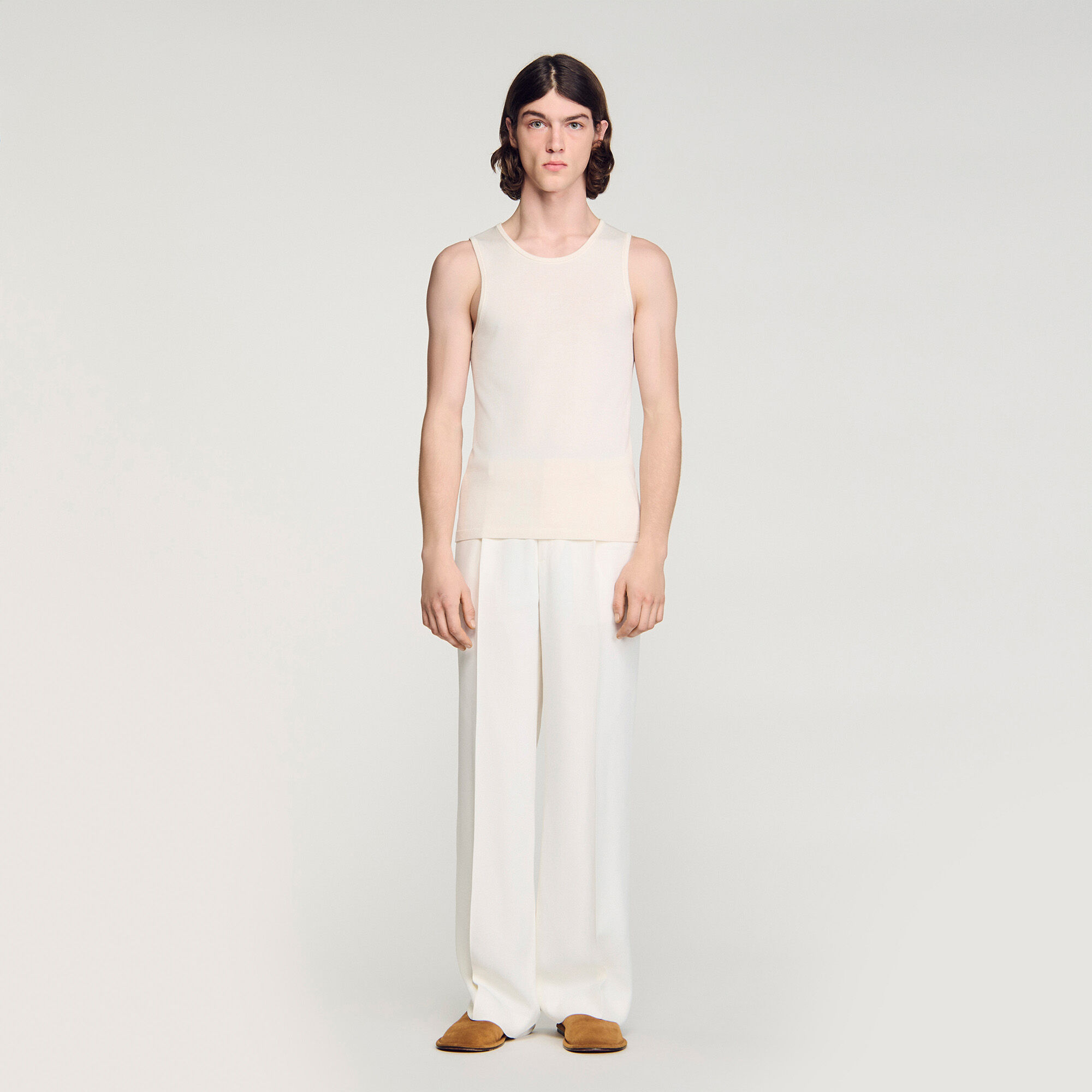 Knit crew neck vest top