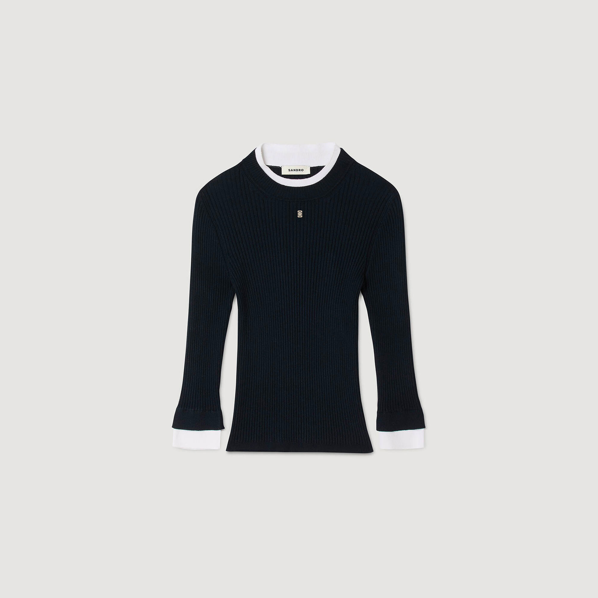 Layered effect wool blend sweater