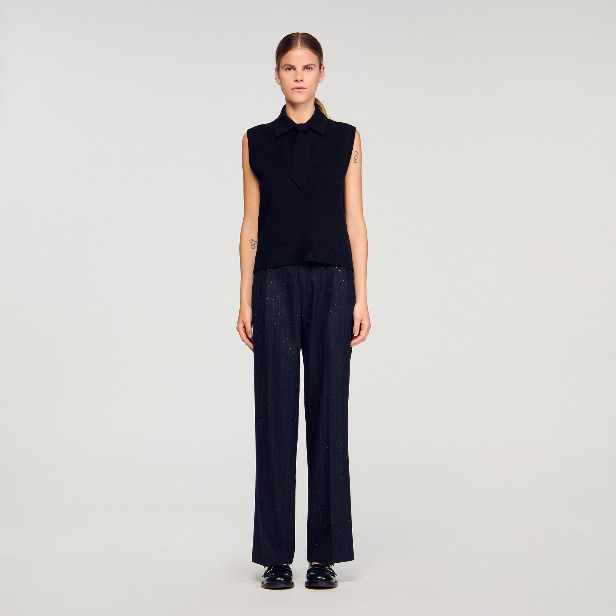 Detachable Tie-Neck Sweater