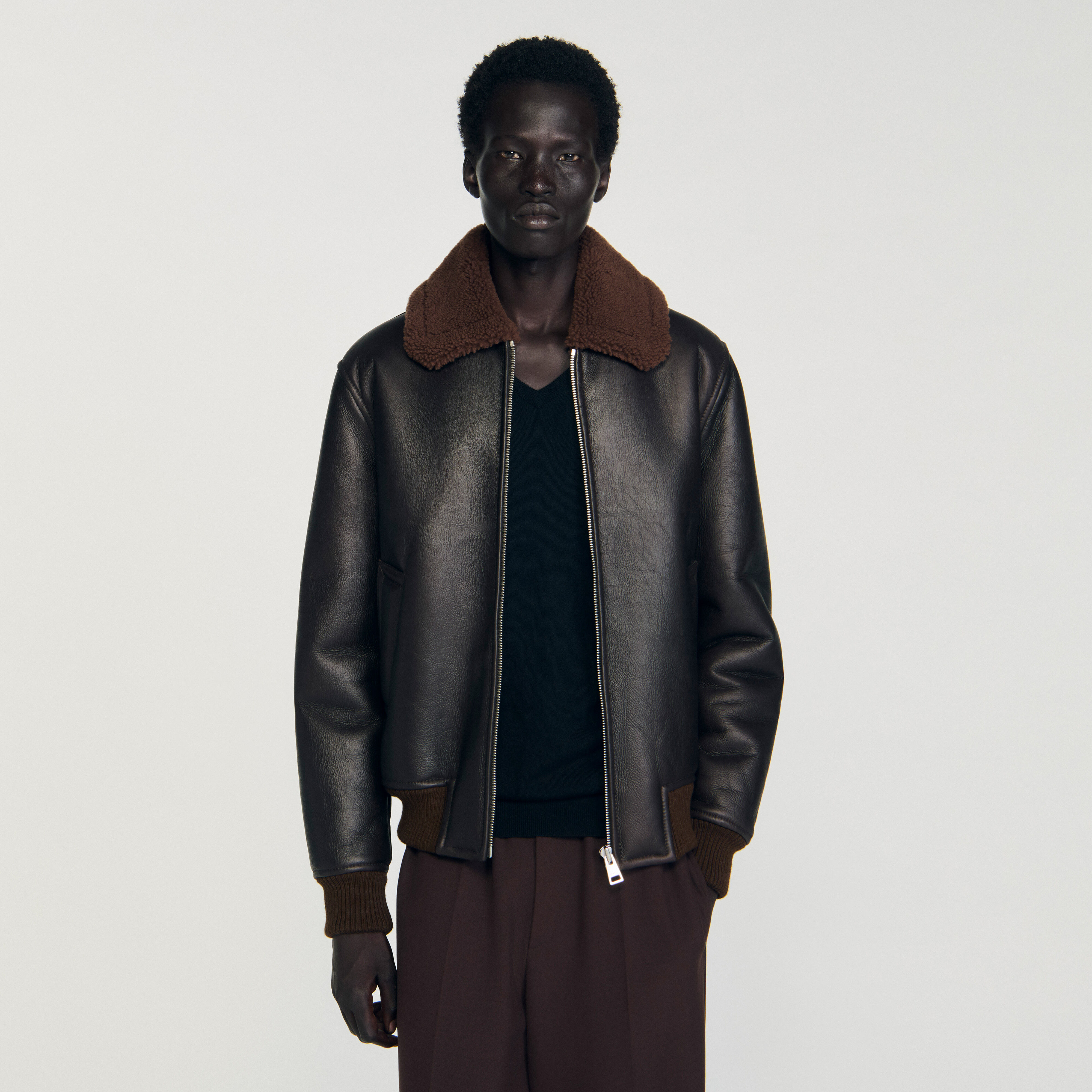 Reversed leather jacket