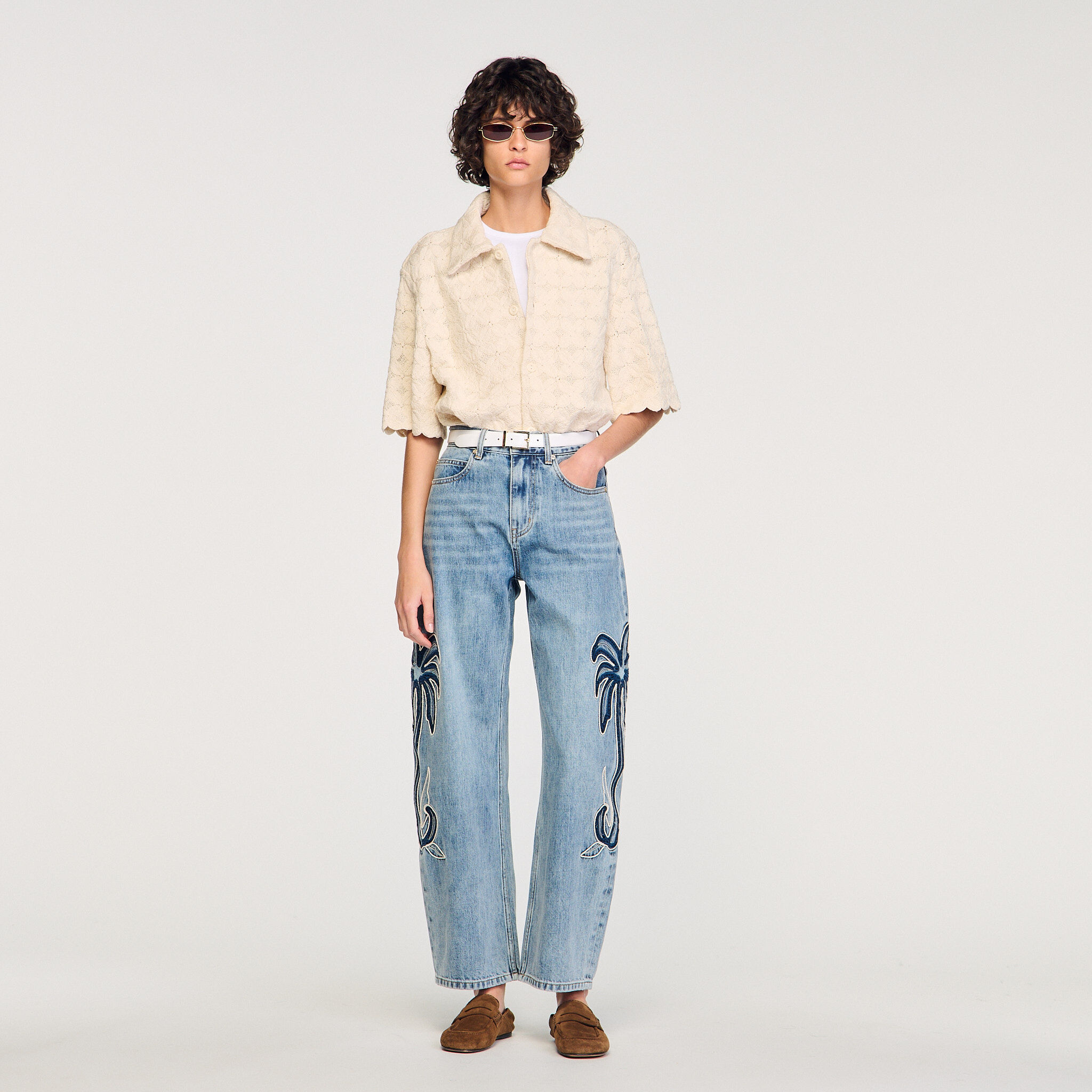 Cotton broderie anglaise shirt