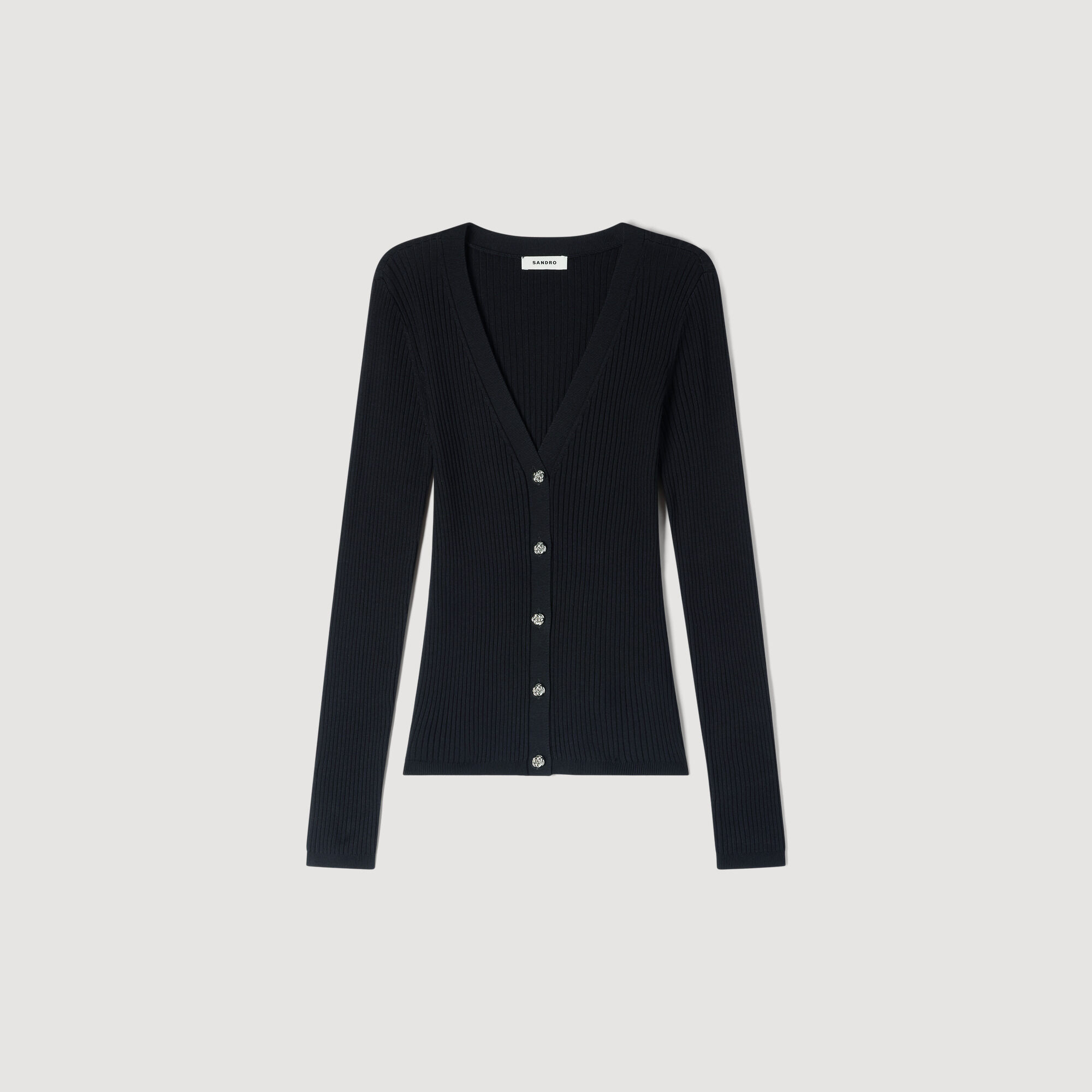 Ribbed cardigan with fancy buttons