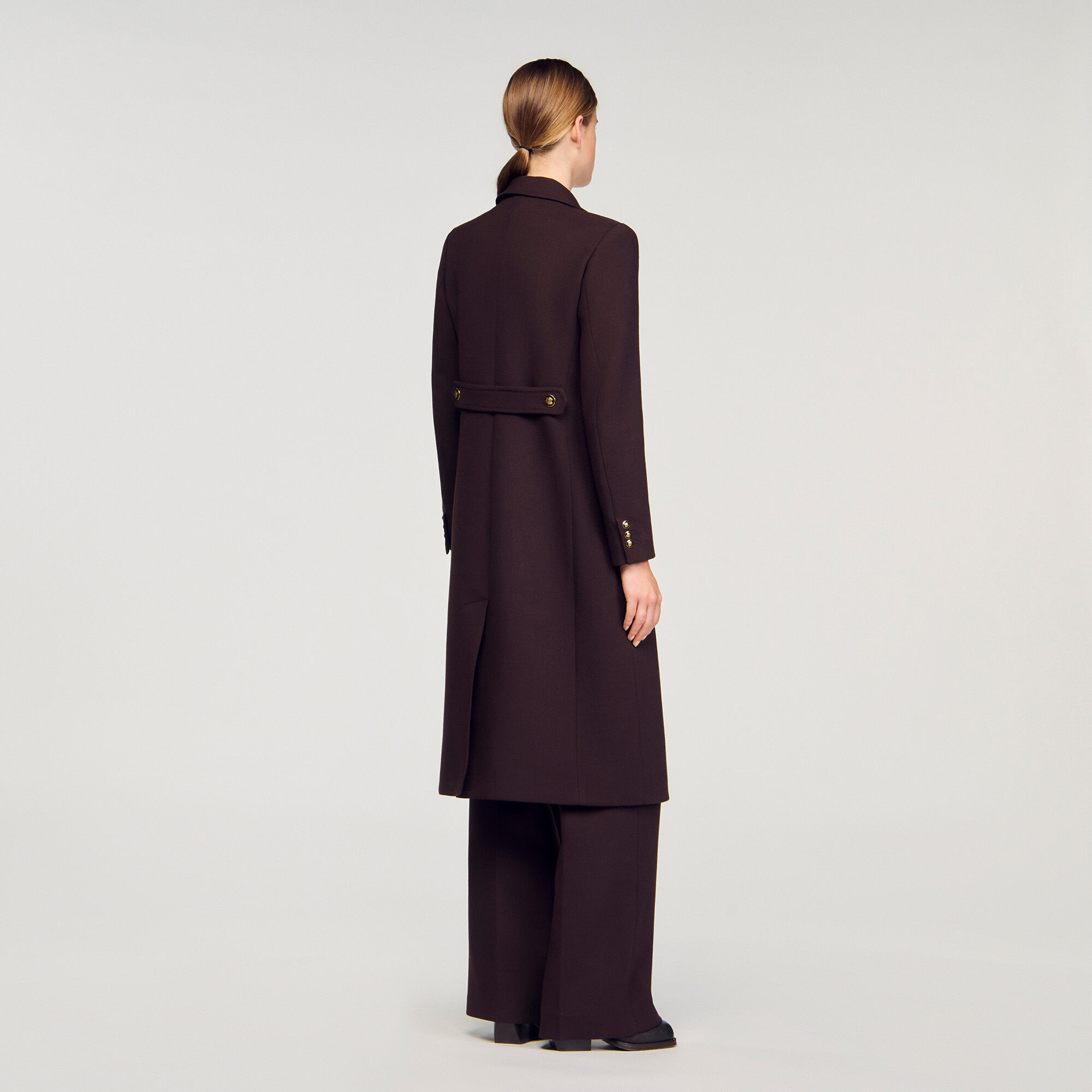 Structured long double-breasted coat