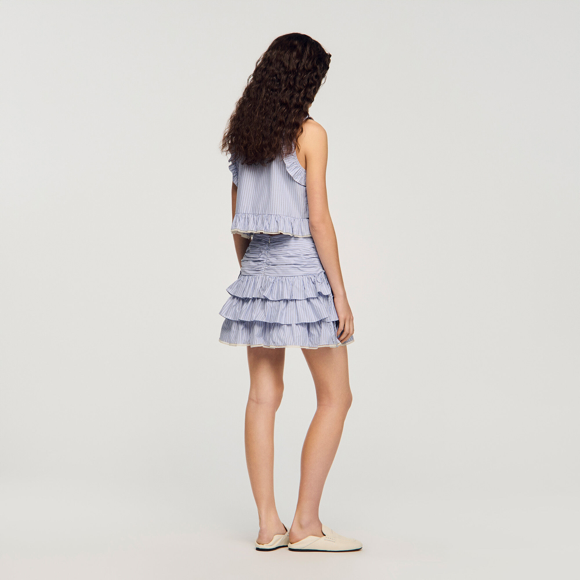 Mini striped ruffled skirt