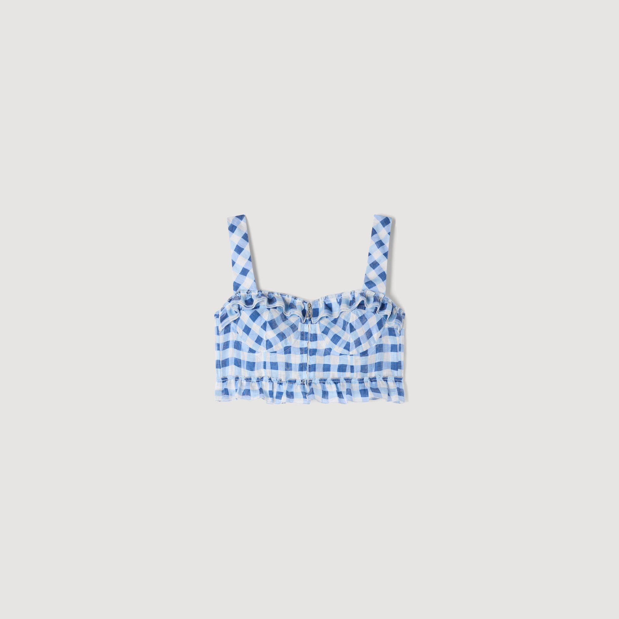 Gingham linen crop top