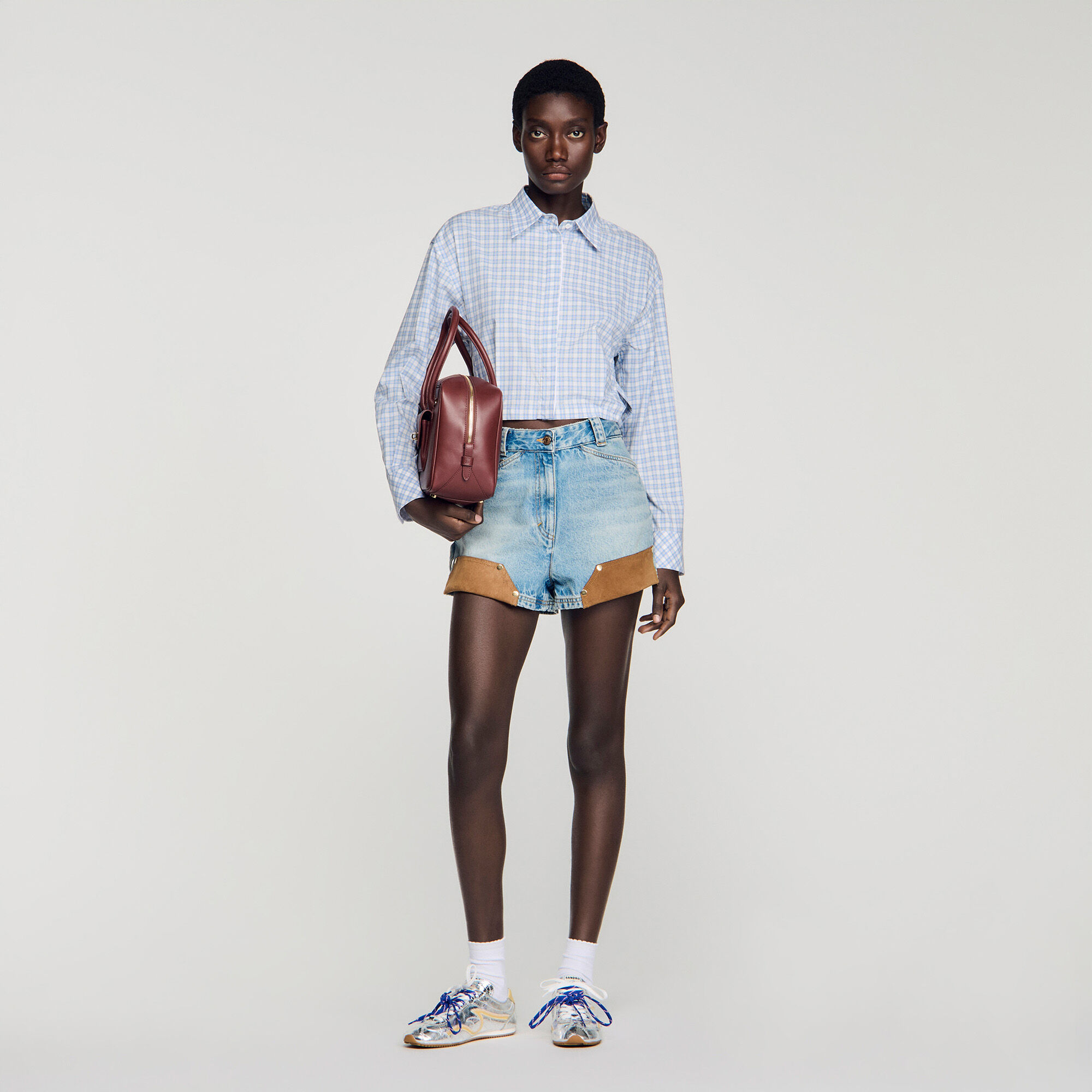 Cropped checked shirt
